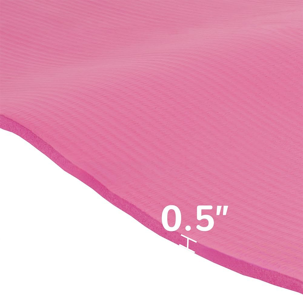 Signature Fitness Extra Thick High Density Anti-Tear Exercise Yoga Mat with Carrying Strap image number 1