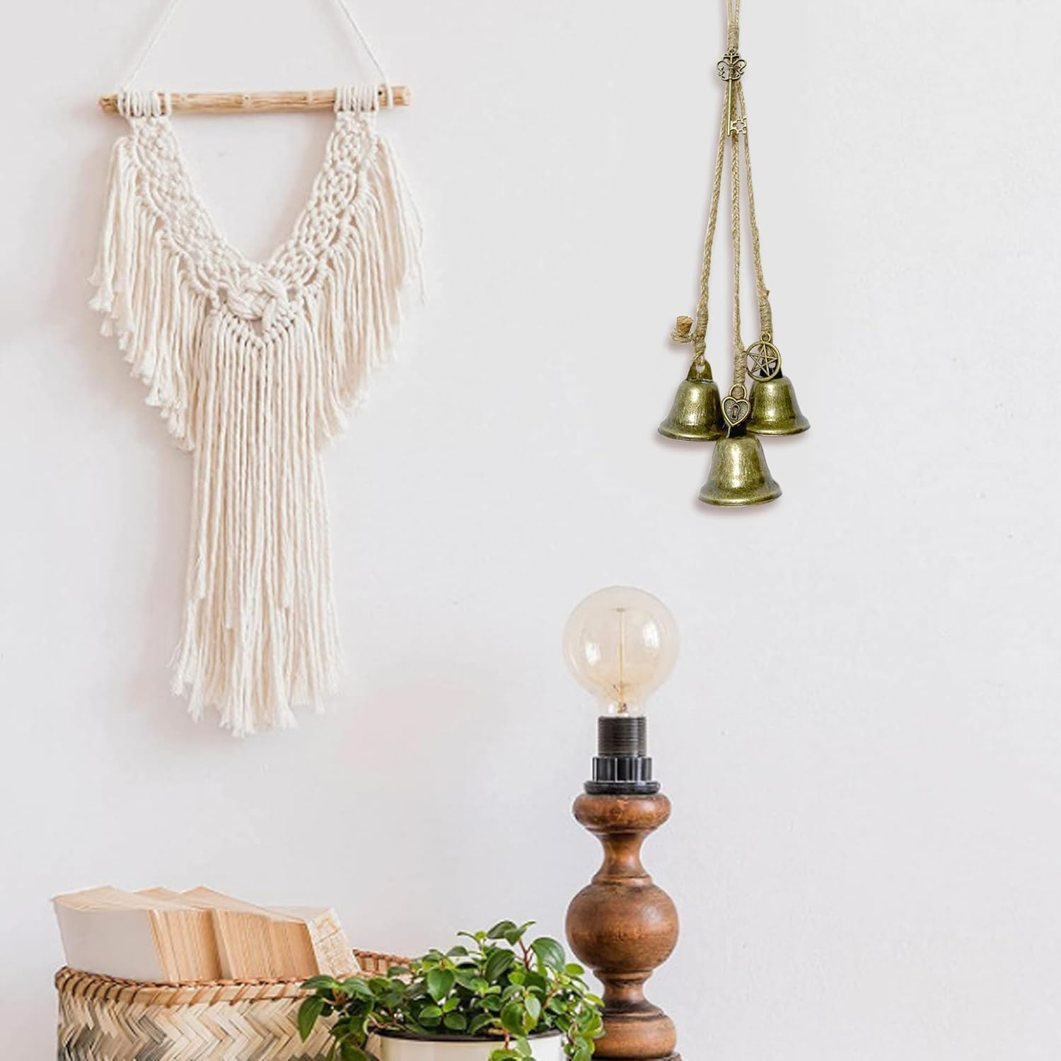 Mrmrkura 2PCS Witch Bells for Door Knob for Protection, Witchy Decor Hanging Witchcraft Decorations Withy Home Decor for Porch Garden and Window Wicca Altar Bell for Energy Protection image number 5