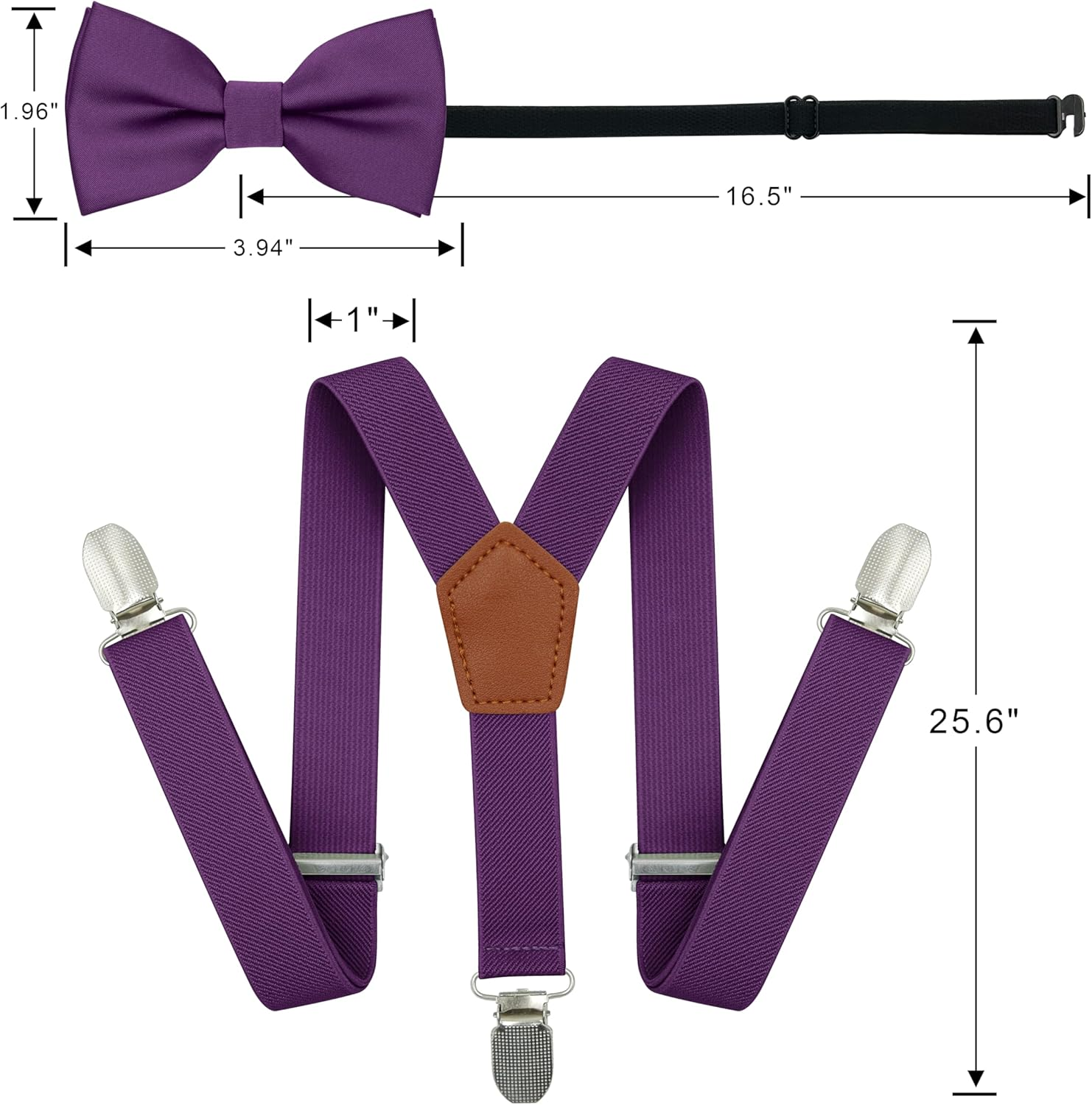 BEWDIO Adjustable Baby Boy Suspenders and Bow Tie, Pre-Tied Kids Bowtie and Elastic Suspenders with 4 Strong Metal Clips - Beige image number 7