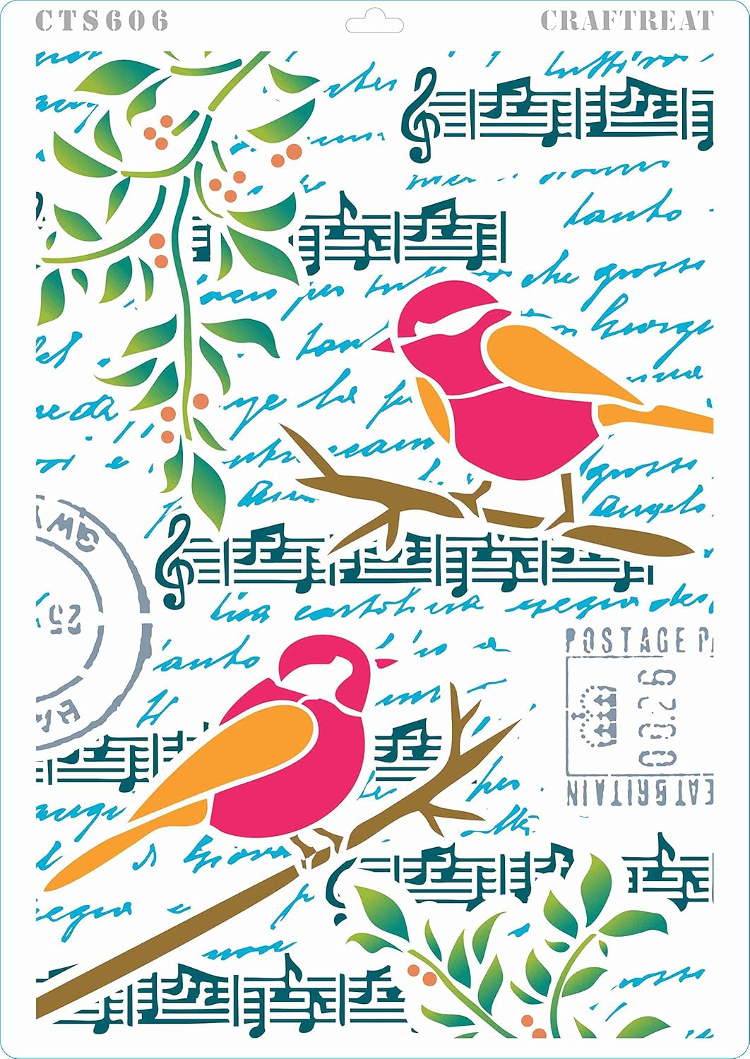 Craftreat Home Decor Stencils for Painting on Canvas, Wallart, Notebook, Room Decor and Scrapbooking - 4Pcs Ledger Poppy, Flower Collage, Bird Song Templates Stencils - A4 Size Reuseable Stencils image number 3