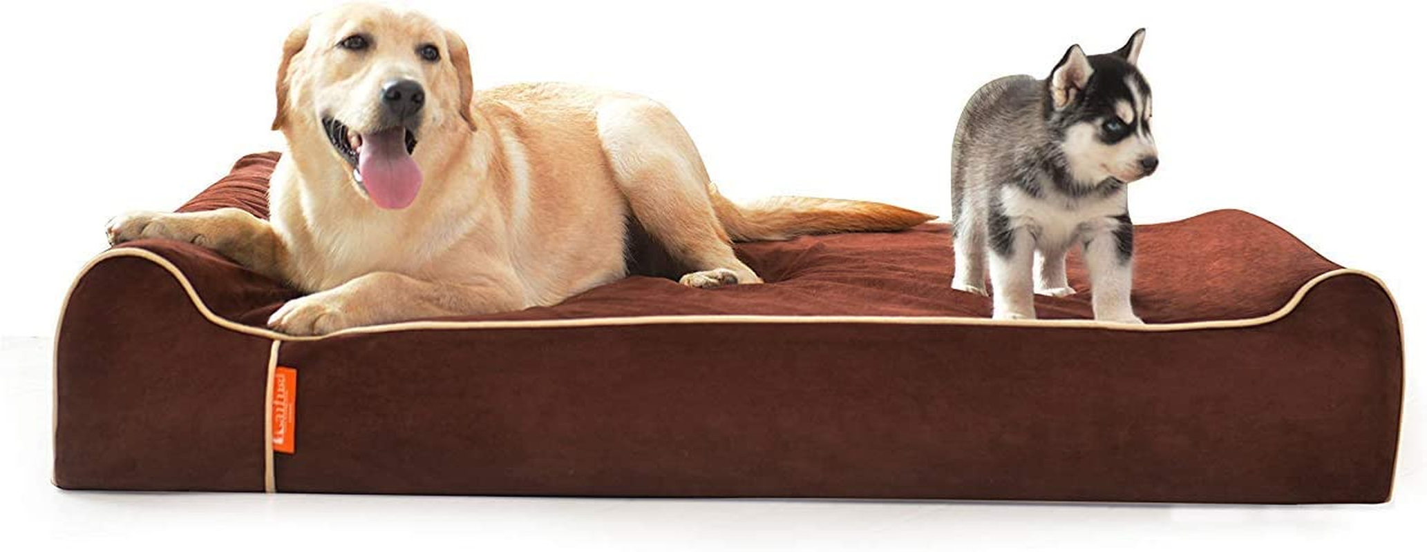 Laifug Orthopedic Memory Foam Extra Large Dog Bed with Pillow and Durable Waterproof Liner, Removable and Washable Cover (Large (117" X 71" X 20") CM, Grey)