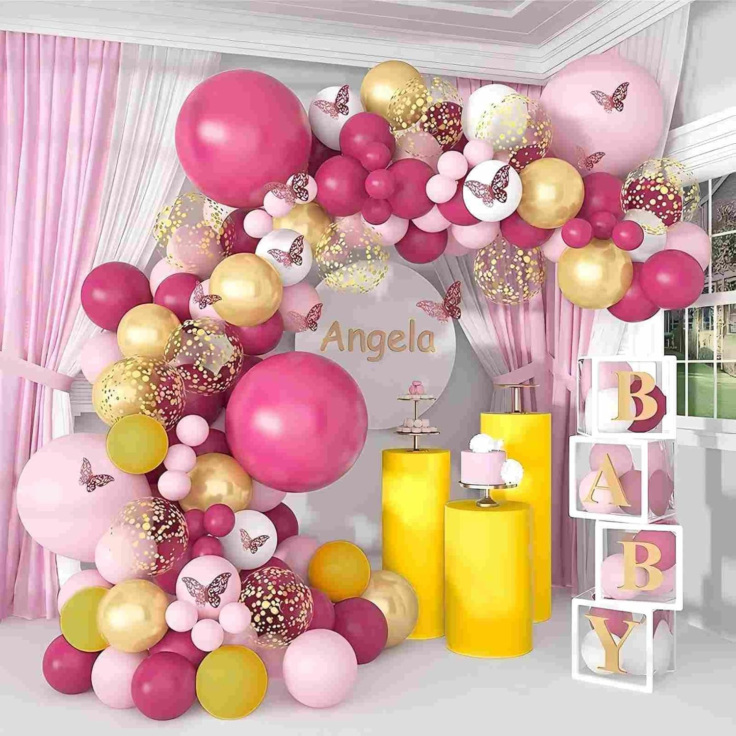 YAKESD Pink Butterfly Wall Decor Stickers,72Pcs 3 Sizes Butterfly Decals for Party Decorations，Kids Nursery Classroom,Wedding(Rose Gold) image number 5