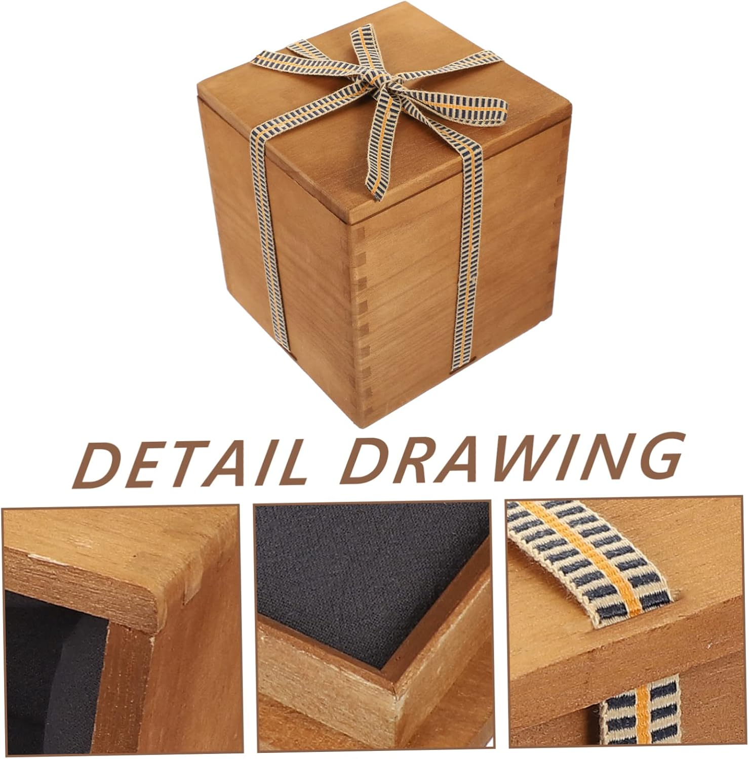 Vintage Style Ceramic Teacup and Vase Wooden Storage Box Lid Packaging Wooden Keepsake Box for Home Sundries and Decorative Display image number 3