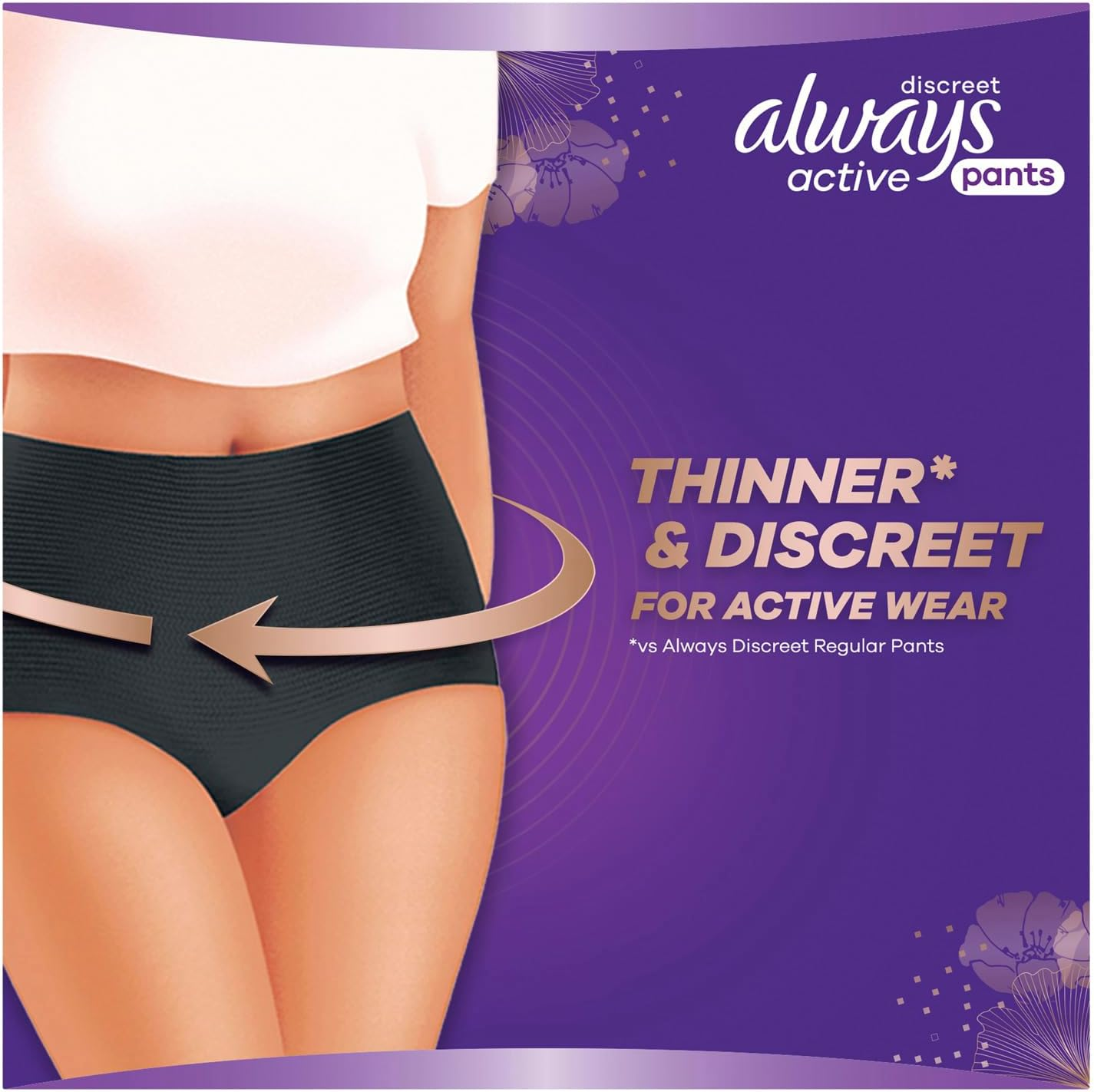 Always Discreet Active Wear Pants for Bladder Leaks and Adult Incontinence, Medium 9 Pants image number 4