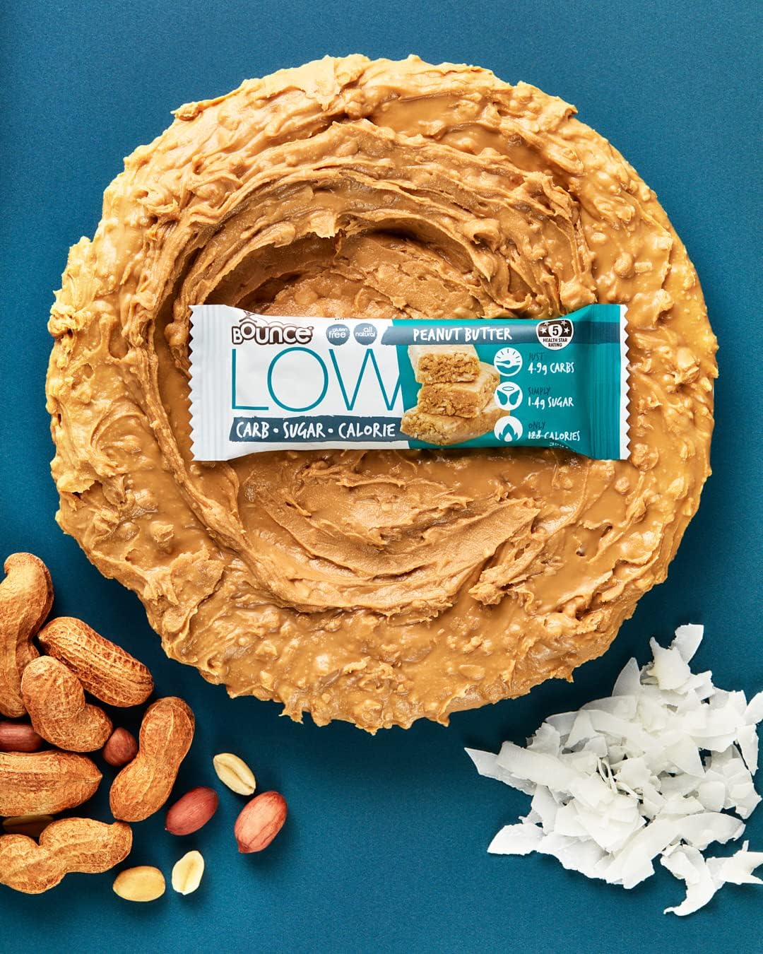 Bounce Peanut Butter Low Carb Low Cal Bar 35G X 15 (525G Total). Snack Healthy with Our Range of Nutritional Low Carbohydrate Low Calorie Low Sugar Bars and Healthy Snacks image number 4