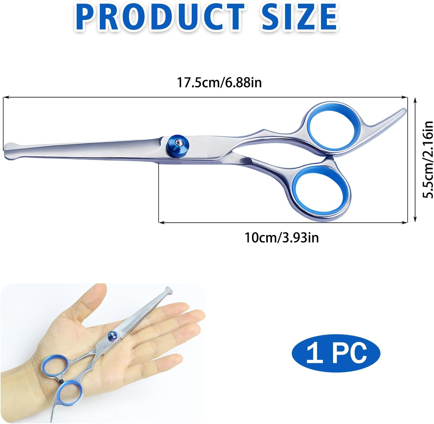 Scissors Hair Cutting Scissors for Dogs Dog Scissors Fur Scissors Professional Fur Scissors Safe Scissors with round Head and Curved Cutting Surface for Grooming Dogs, Cats and Pets image number 2