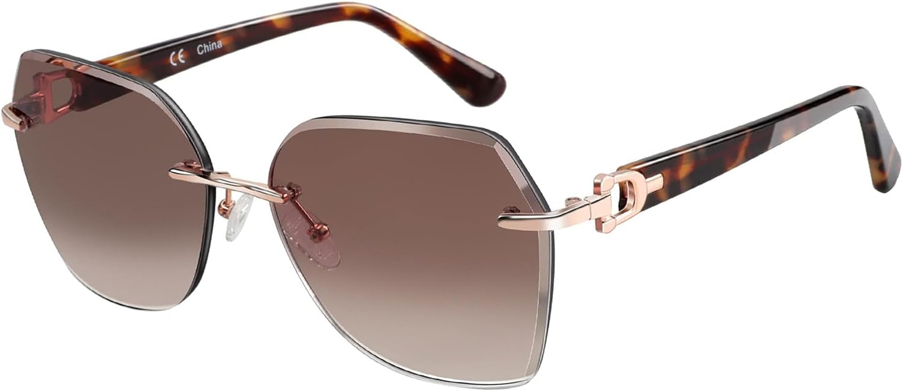 ZENOTTIC Oversized Rimless Sunglasses for Women Geometric Diamond Cutting Gradient Lens UV Protection Fashion Shades Trendy