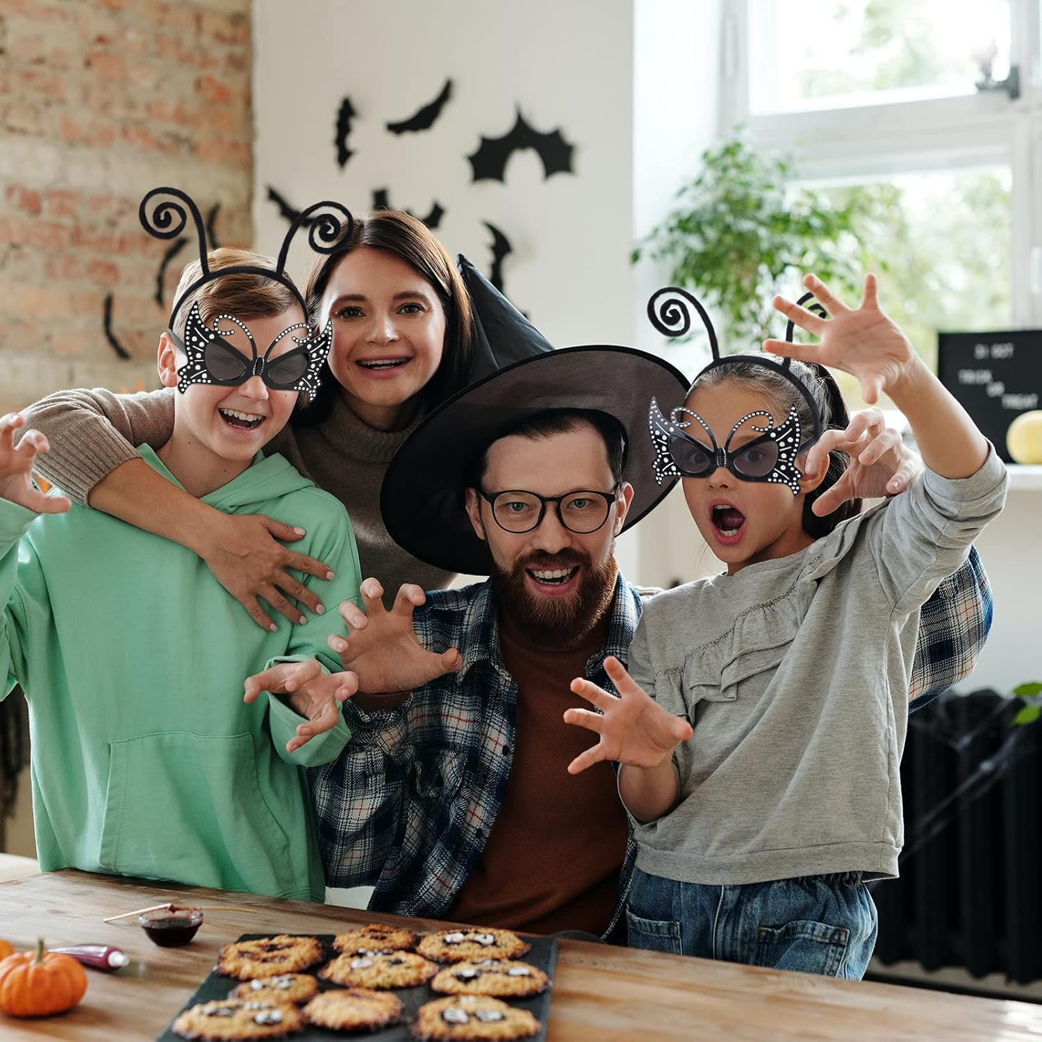 2 Pack Butterfly Antenna Headband and Black Eyeglasses Bug Antenna Headband Butterfly Costume Accessories image number 1