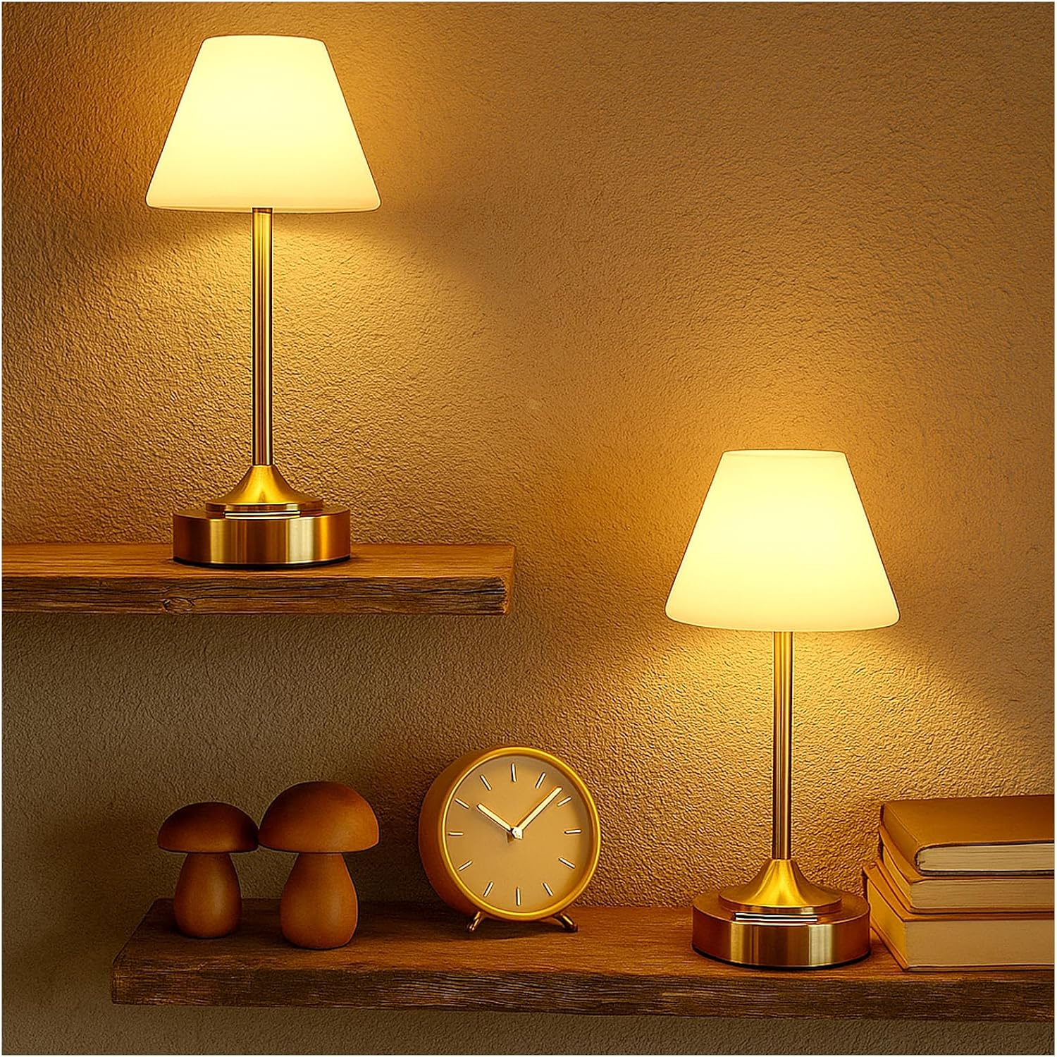 OUTON Rechargeable Cordless Table Lamp, 3 Color Temperatures & Stepless Touch Dimming, Battery Indicator & USB-C, Portable Waterproof Wireless Night Light for Bedroom, Bathroom, Dining, Patio (2Pack) image number 5