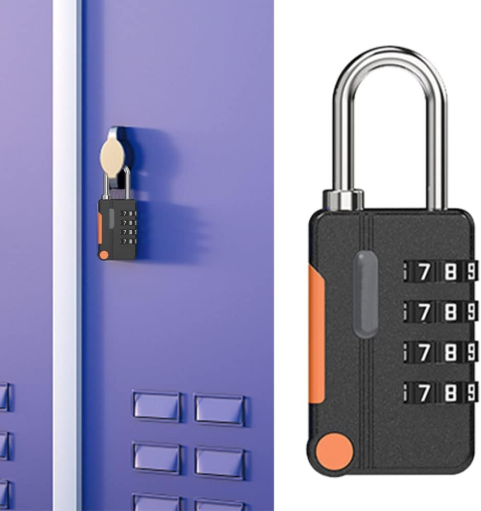 2Pack Combination Lock, 4 Digit Combination Padlock Set, Small Waterproof Padlocks, for School Gym Locker, Sports Locker, Fence, Toolbox, Gate, Case, Hasp Storage(Black) image number 4