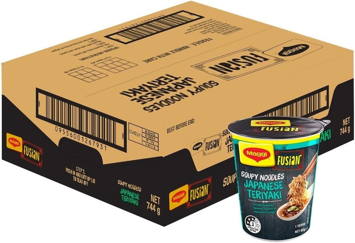 MAGGI FUSIAN Japanese Teriyaki Soupy Cup Noodles 12 Pack
