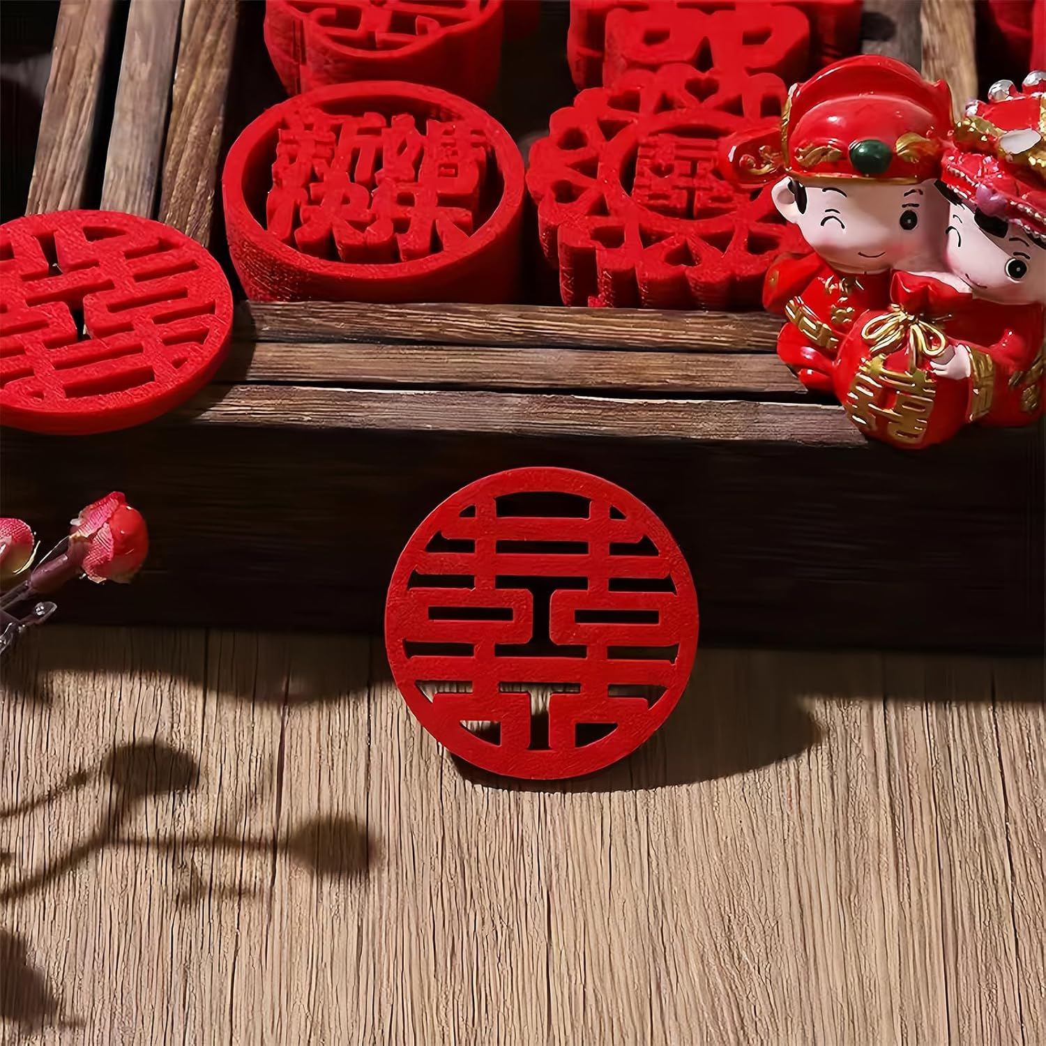 Hannafires 30PCS Traditional round Mini Double Happiness Wedding Decorations - Chinese Style Room Decor, Great Gift Traditional Celebrations,Wedding Supplies.