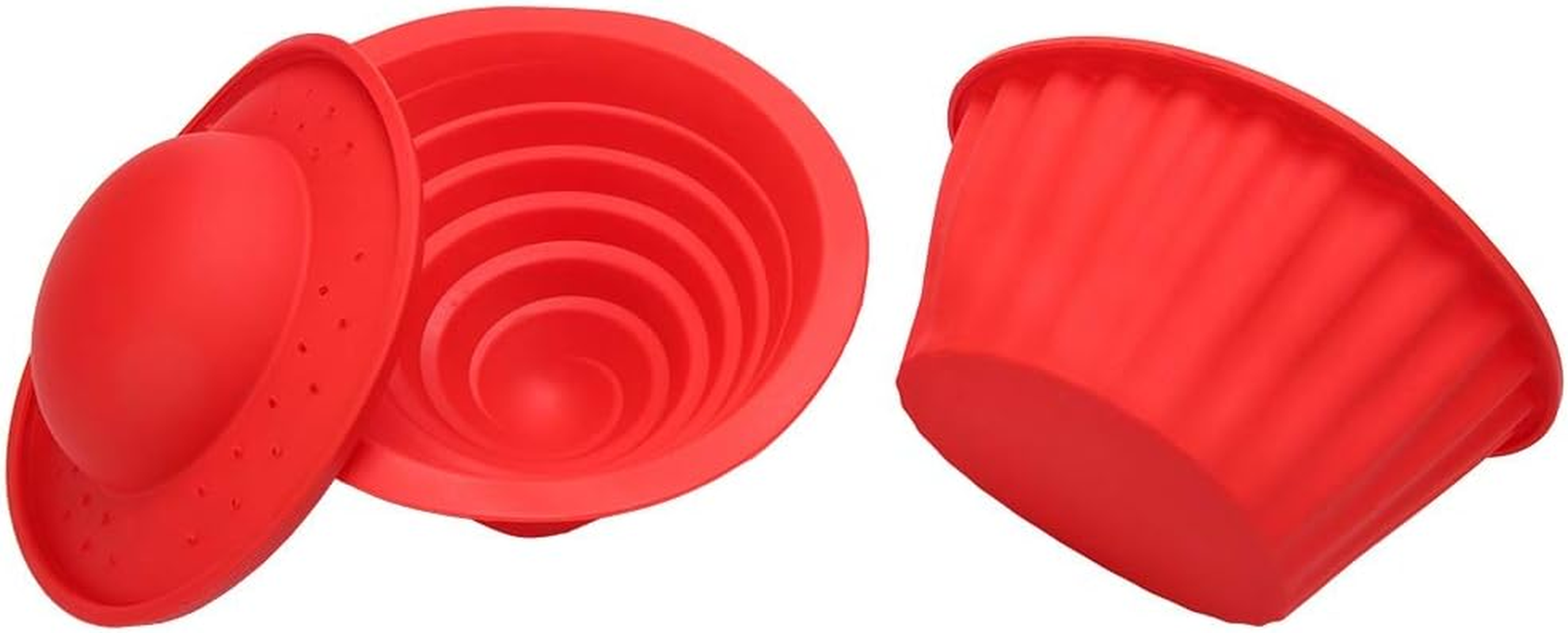 Giant Big Silicone Cupcake Cake Mould Top Cupcake Bake Set Baking Mold, Cupcakes Bake Set, Giant Cupcake Mold, Silicone Cupcake Cake Mould, Red 3 Pack Giant image number 1