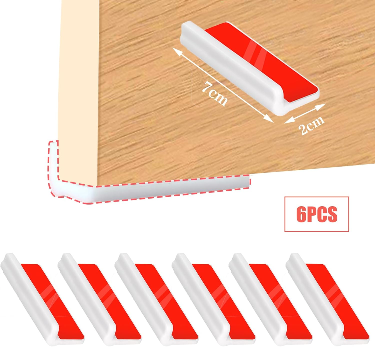 Edge Protector Block,Self-Adhesive Cabinet Door Corner,Thickened Rubber Edge Guard Safety Bumpers for Furniture,Night Stand,Wall（White 6PCS image number 5