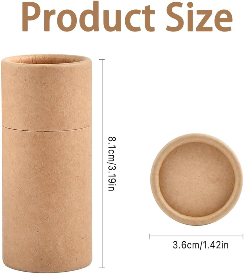 20PCS Kraft Paperboard Tubes with Lid, 0.35Oz/10Ml Empty Cardboard Deodorant Containers, round Paper Cardboard Boxes for Essential Oil Bottle Packaging image number 4