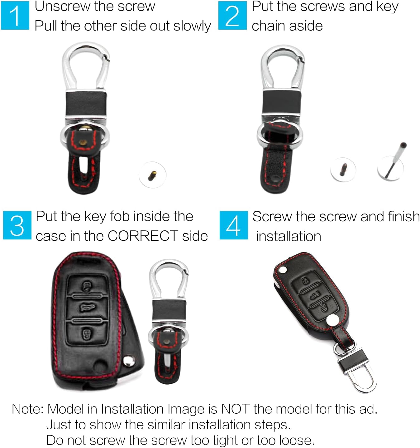 MECHCOS Compatible with Toyota Camry Highlander RAV4 Corolla 4Runner Mirai C-HR Prius Avalon 86 Leather Key Fob Cover Case Protector Shell Key Chain Holder image number 5