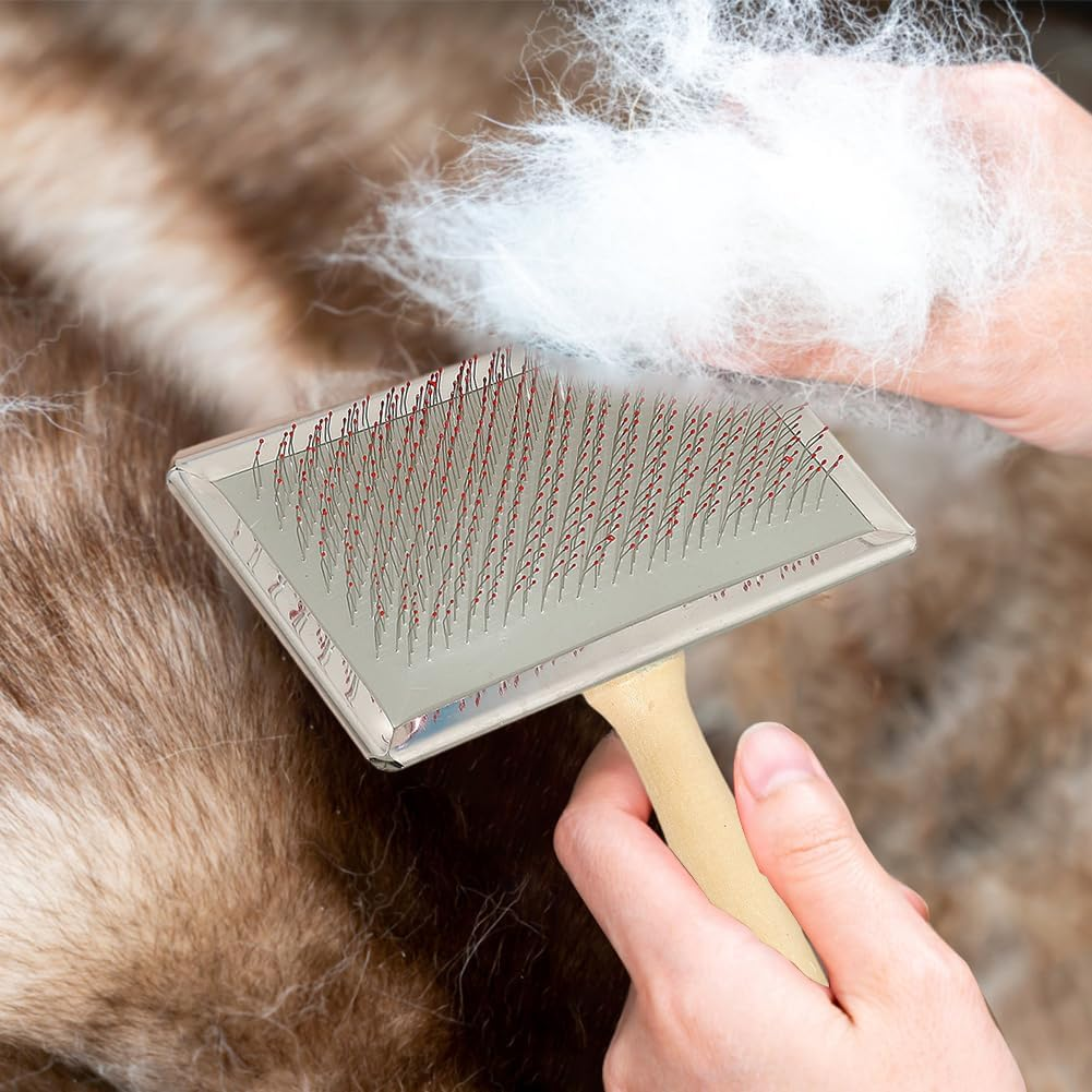 2Pcs Hand Wool Carders,Wool Carding Comb,Bamboo Air Cushion Fur Rugs,Needle Felting Brush Pillows for Coat Felt Tassel Dog Hair image number 2