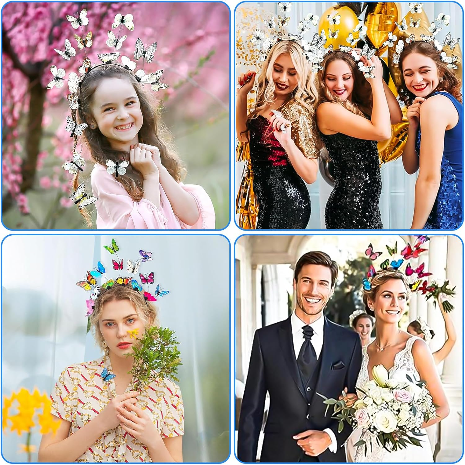 XTUDOU&reg; Women'S Butterfly Headband, Butterfly Clip Headband, for Butterfly Cosplay, Bridal Butterfly Headband, Fancy Dress Costumes Accessories, Pack of 2 image number 5