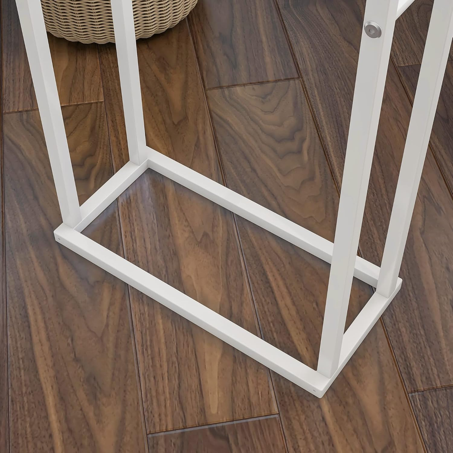 FOUBAM Towel Racks for Bathroom, 2 Tiers Free Standing Floor Bath Towel Racks for Pool, Outdoor Towel Rack Holder Heavy Duty Metal Storage Blanket Ladder (White) image number 1