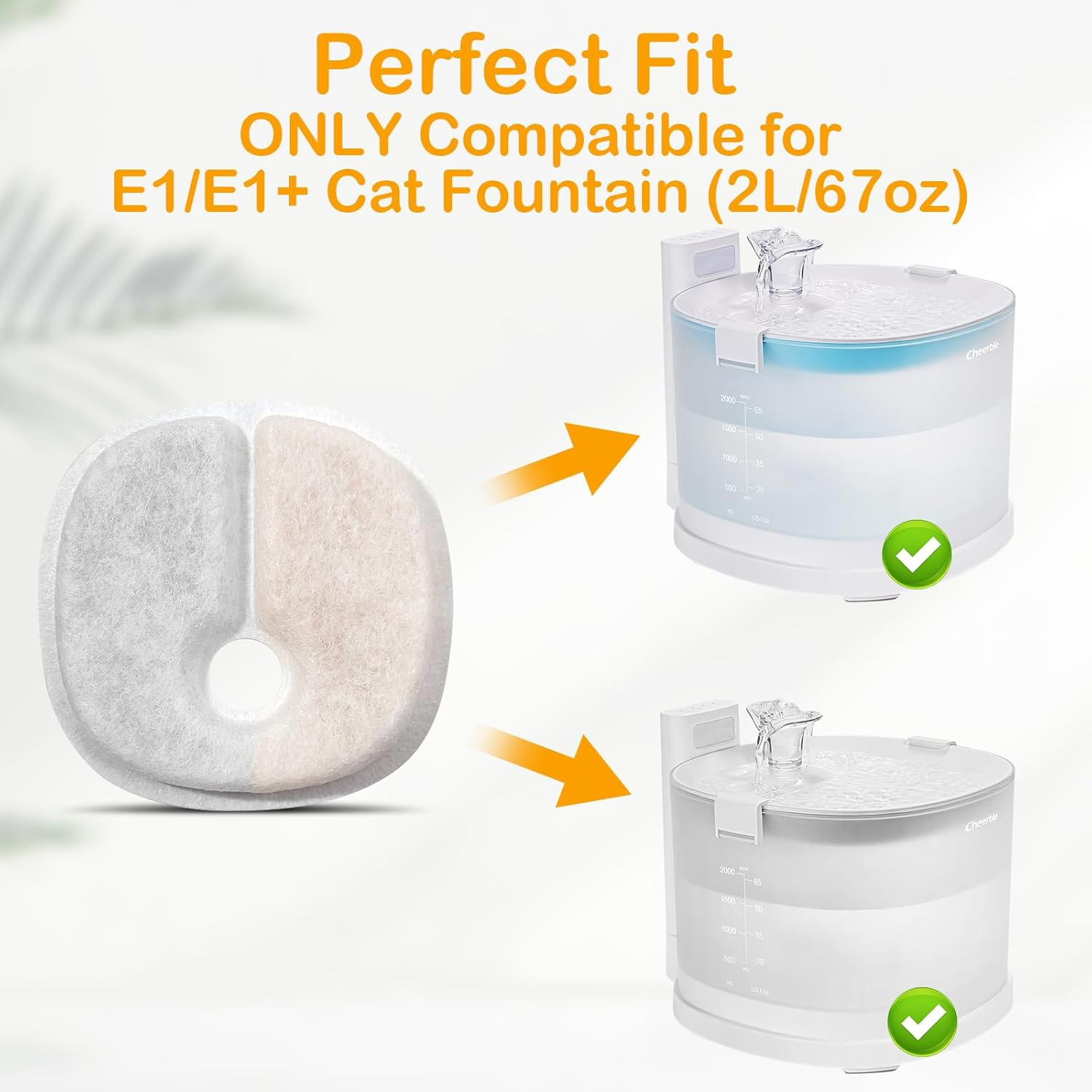 18 Pack Replacement Filters for E1/E1+ Cat Fountain (2L/67Oz), 18 Month Set for Pet Water Fountain image number 4