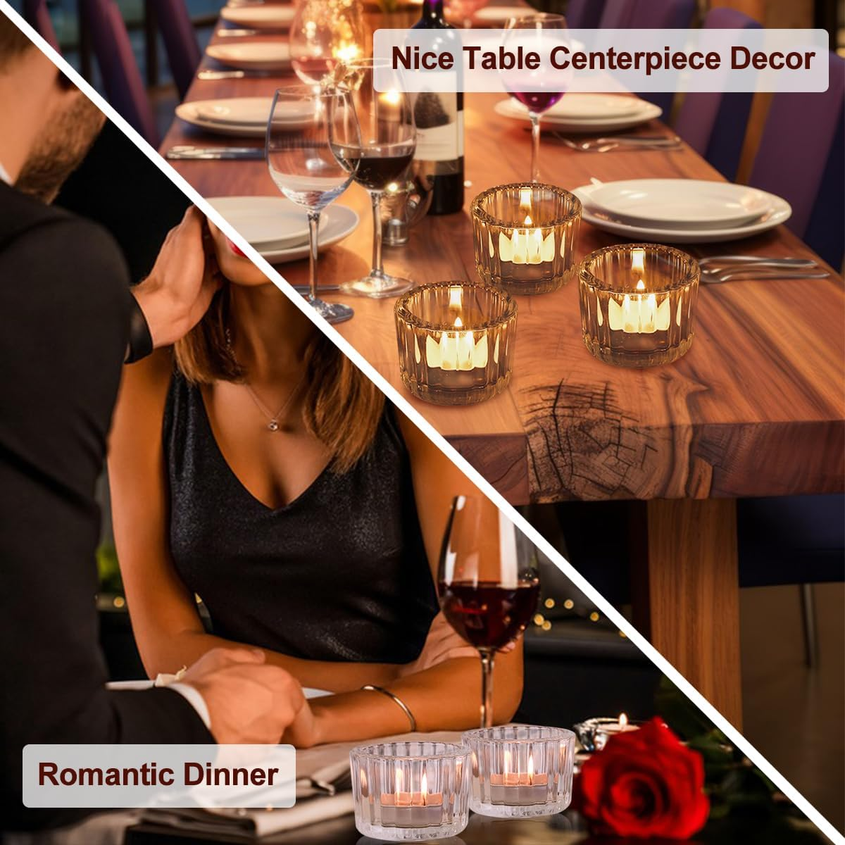 12 PCS Clear Tealight Candle Holders, Glass Candle Holder, Votive Candle Holders Small, Tea Light Candle Holder Glass for Table Centerpiece Wedding Baby Shower Home Dinner Party Decorations