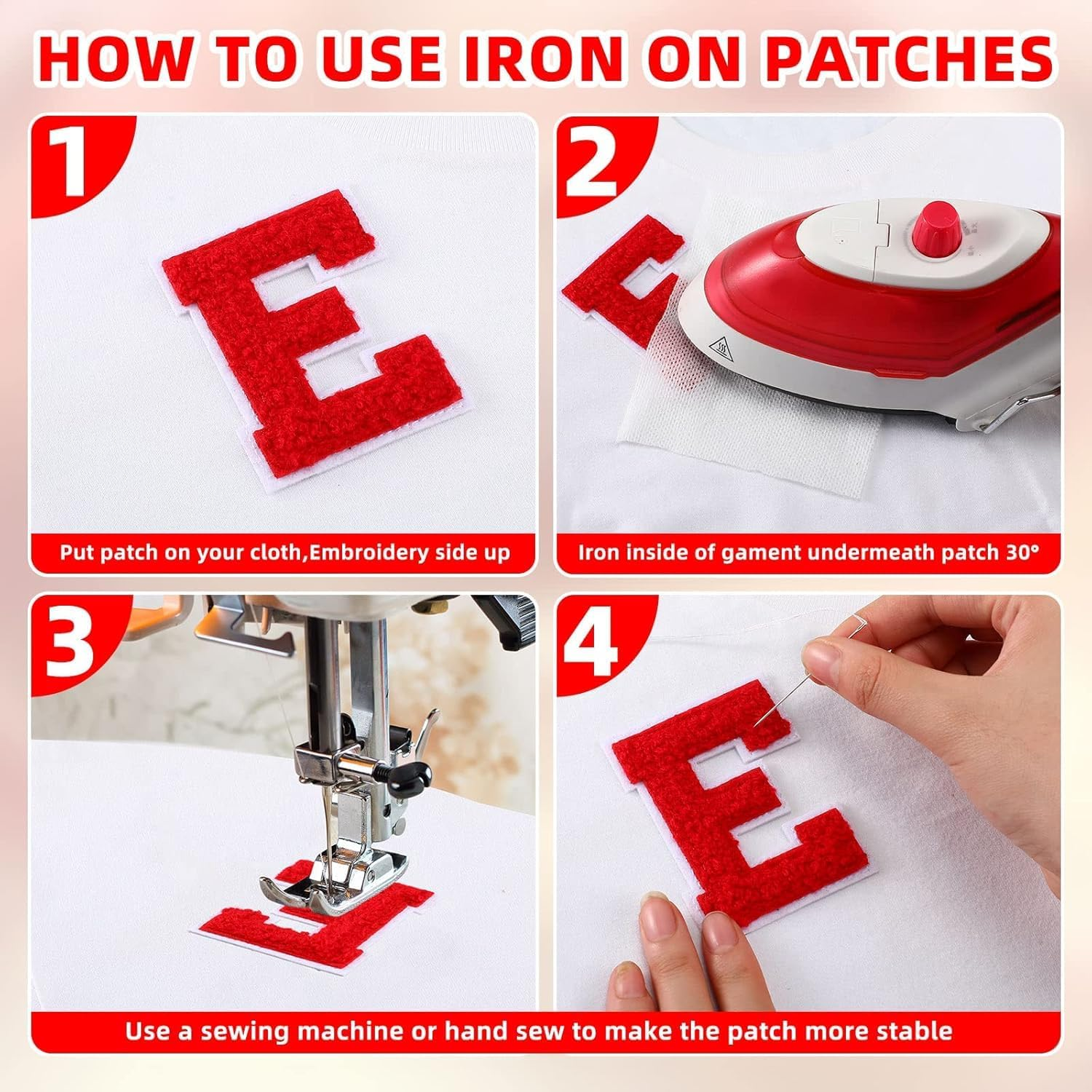 72Pcs Iron on Letters and Numbers Patches, Embroidered Patches, 52Pcs Alphabet a to Z and 20Pcs Number 0-9, Sew on Applique for Clothes Shoes Hats Bags Socks Jeans DIY Accessories