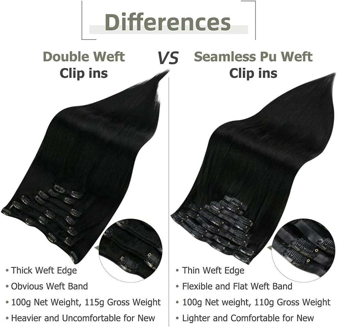 Seamless Clip in Human Hair Extensions 8Pcs 100G Solid Color Blond Hair Pu Clip on Machine Remy Extension Skin Weft 16P22 18 Inches 100G/Set image number 3