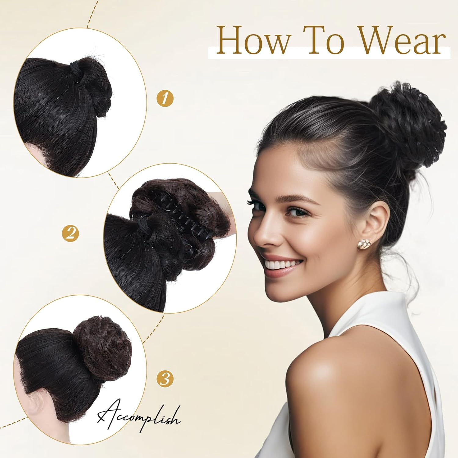 Cesomeey - 1.【Product Properties】: Messy Bun Hair Clip Is Made of High Quality Matte Faux Silk, Soft to the Touch, Natural Tone, More Hair and a Fuller Look image number 4