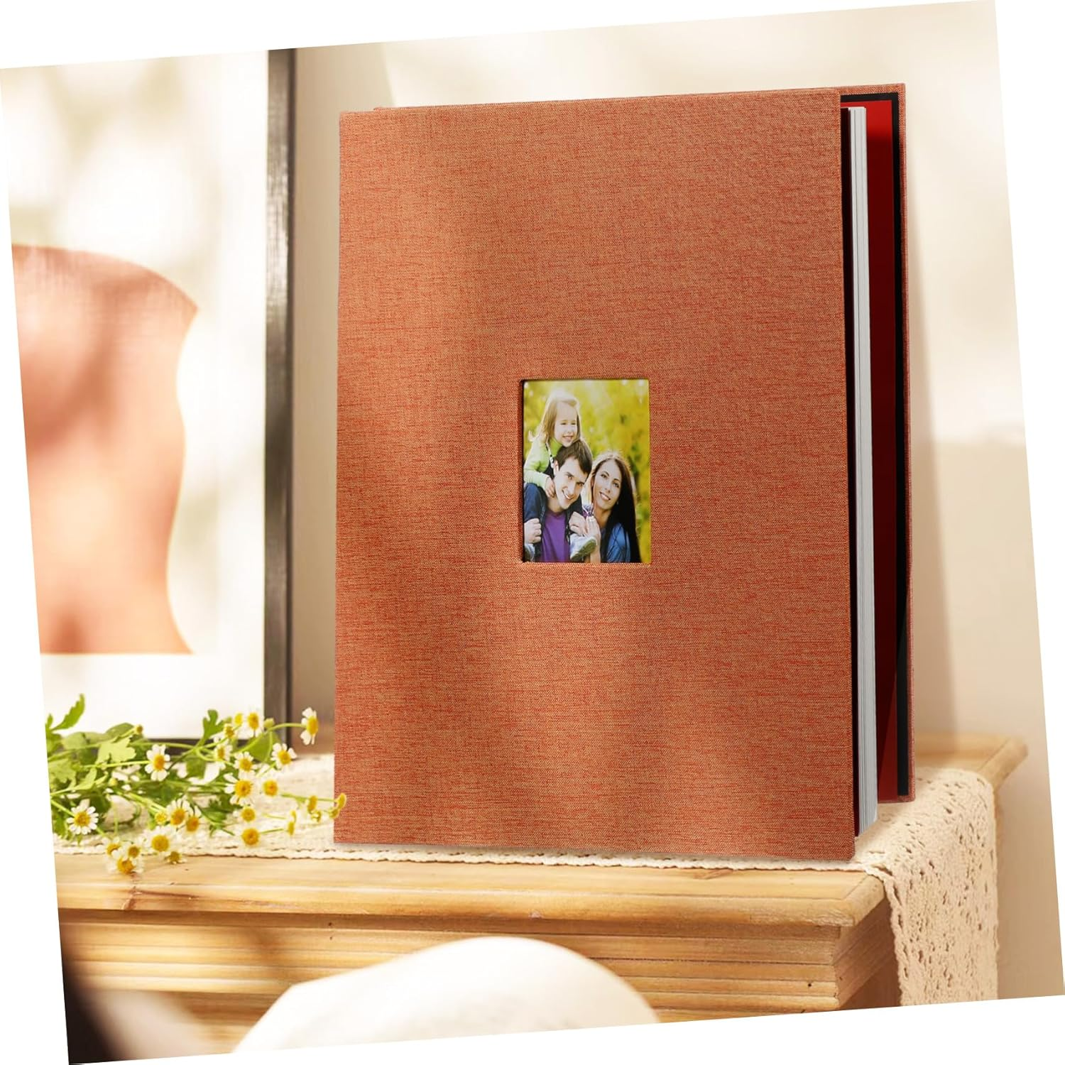 PRETYZOOM Handmade Album Cloth Photo Book Blank Pages Diy Picture Album Hardcover Memory Keepsake Open Window Scrapbook for Family Elegant and Modern Design