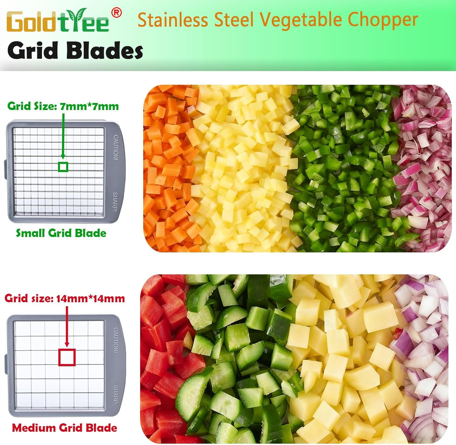 Vegetable Chopper, Veggie Chopper with 8 Blades, Onion Cutter with Container, Pro All-In-1 Food Dicer, Mandoline Slicer, Stainless Steel Materials Salad Grater image number 3