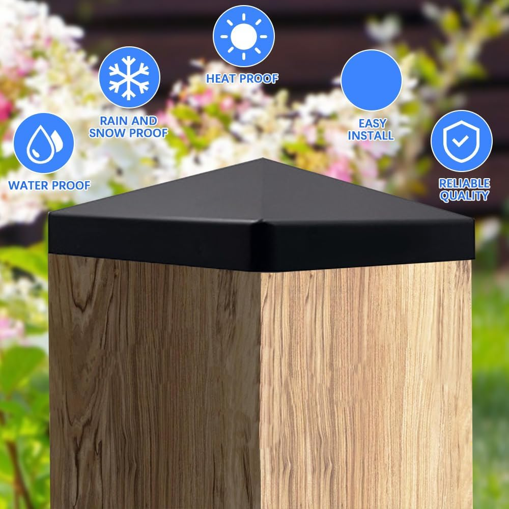 TANCUDER Pack of 10 Post Caps, 10 X 10 Cm, Fence Post Caps, Plastic Fence Post Attachments, Square Fence Post Protection Caps with 20 Screws for Wooden Post Fences and Patio Posts