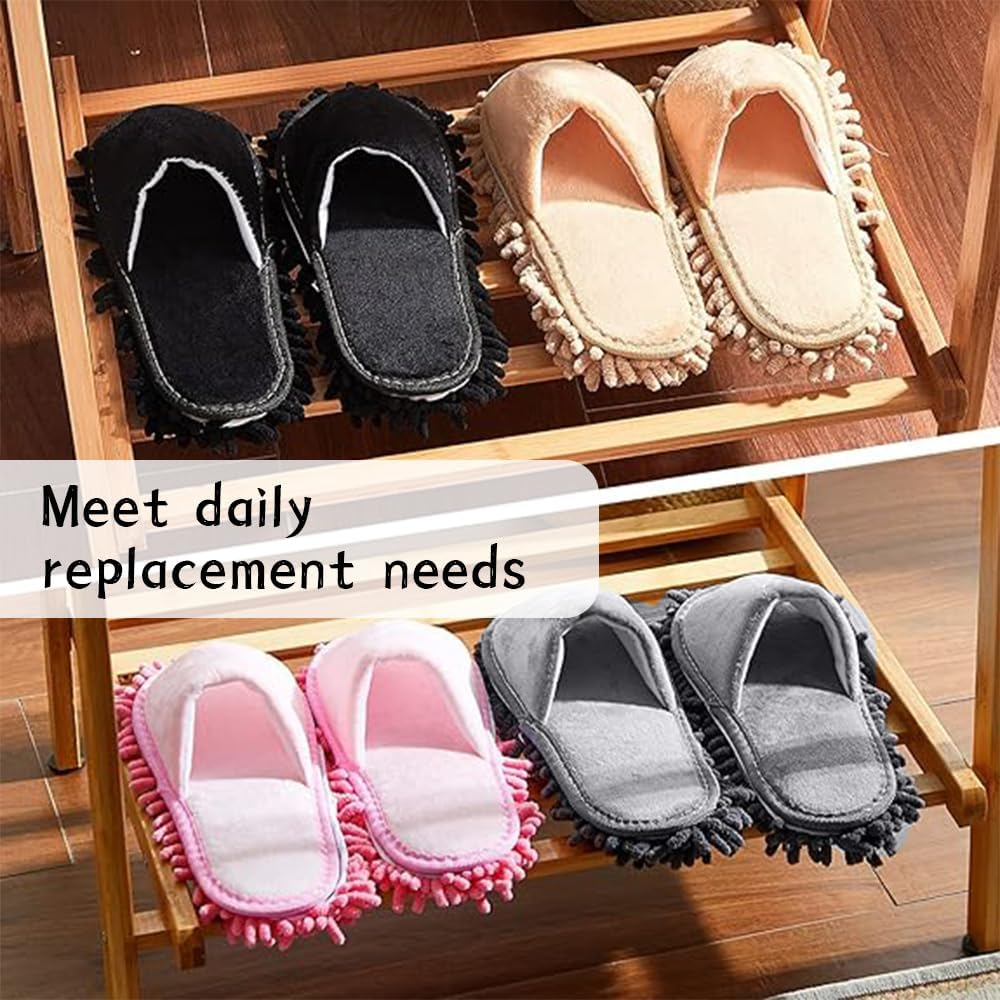4 Pair Washable House Mop,Detachable Dusting Shoes,Breathable Mesh Surface,Silent Mopping,Funny Cleaning Mop,For Floor Cleaning,Home & Office Use