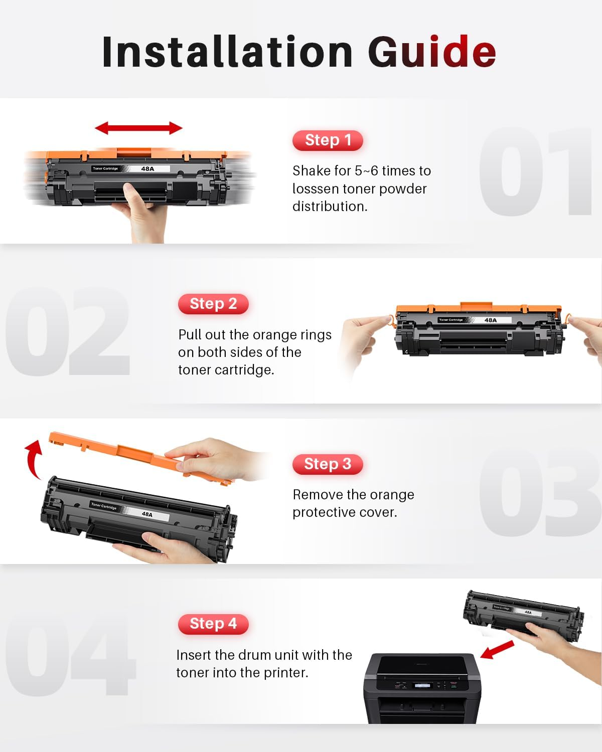 CF248A 48A Toner Cartridge Replacement with Chip Compatible for HP Laserjet PRO M15A M15W M16A M16W M28A M28W M29A M29W Series Printer (2 Black) image number 6
