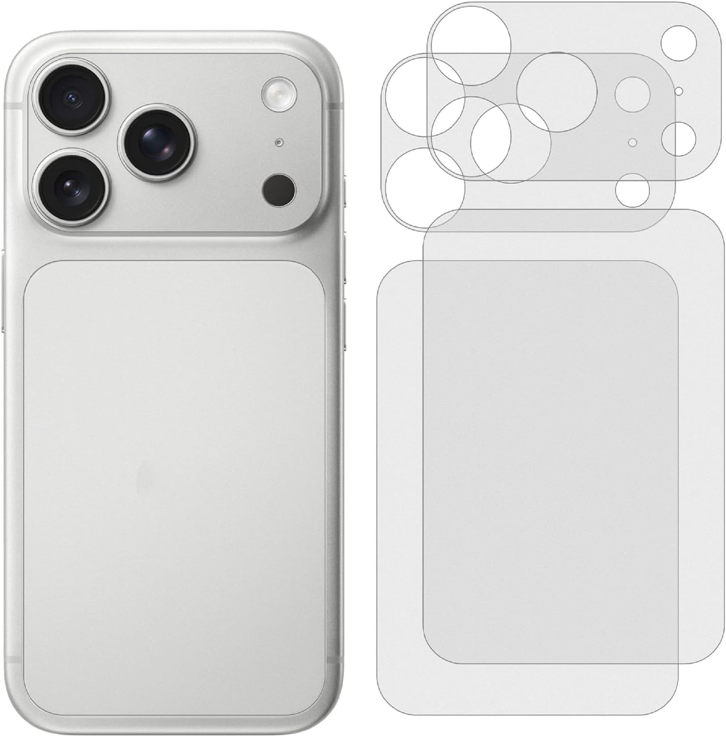 GIOPUEY Back Protector for Iphone 17 Pro Max, Back and Camera Plateau Coverage Protector Film, Flexible PET, Cratch Resistant, Semitransparent Matte - 2+2 Pack image number 6