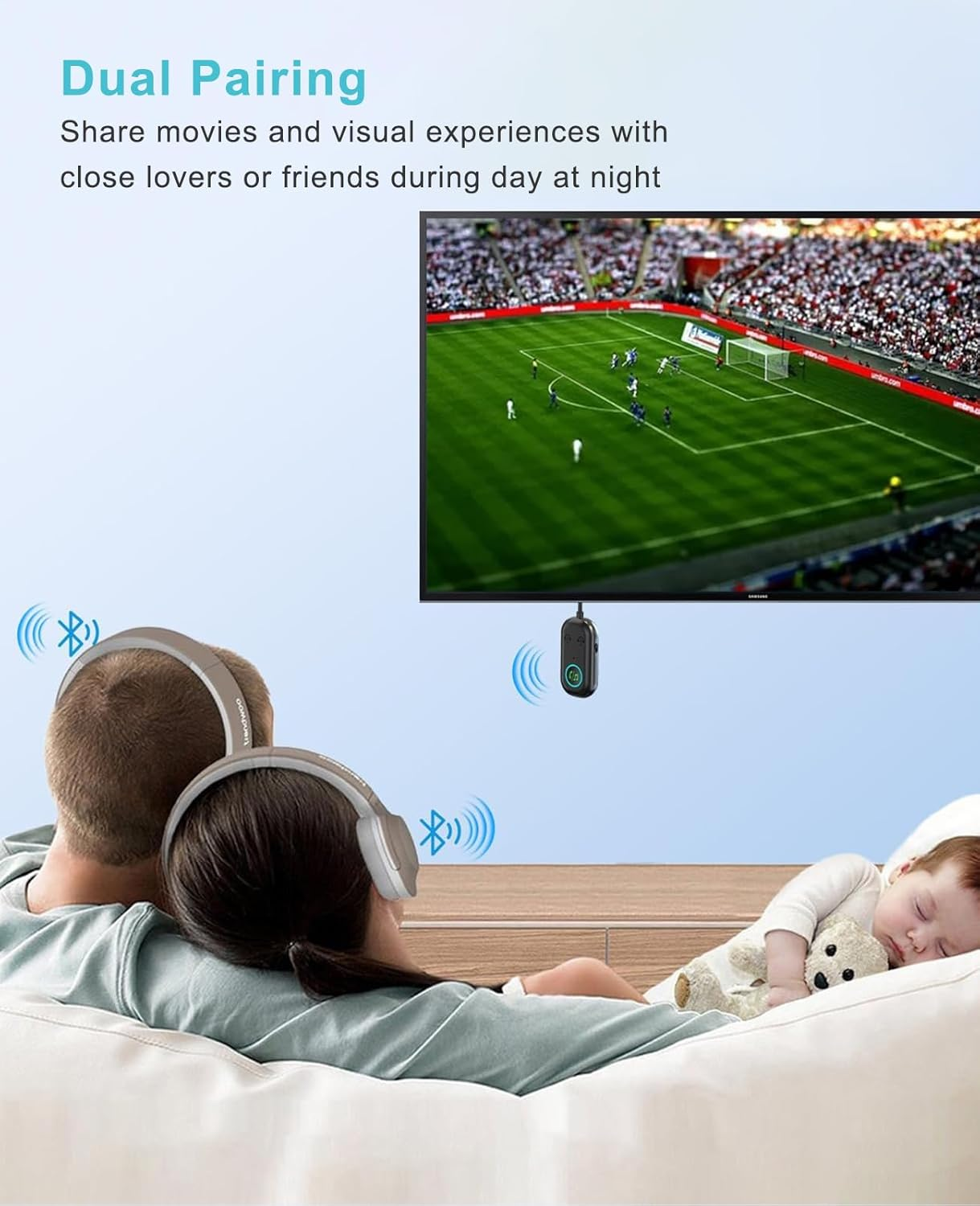 Airplane Bluetooth Transmitter, 2-In-1 Bluetooth 5.3 Transmitter Adapter for Airpods or Headphones Dual Pairs, 3.5Mm AUX Jack Wireless Audio Receiver for Flight, TV, Treadmill, Gaming Devices image number 2