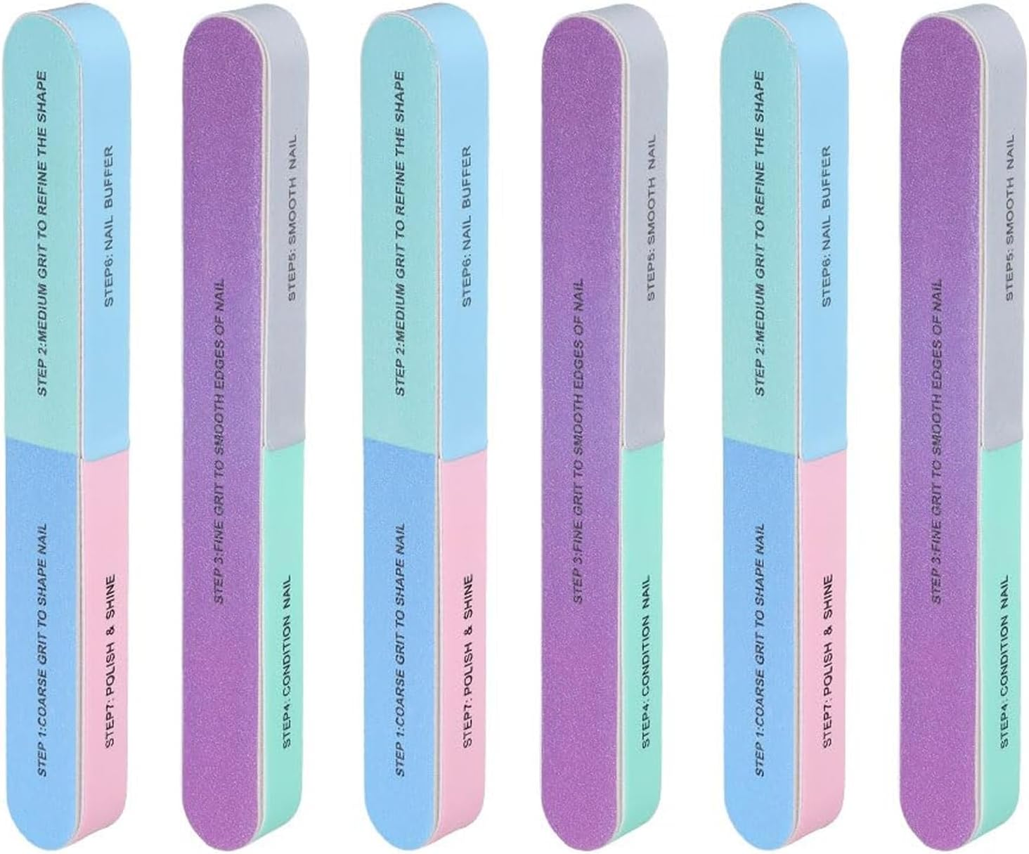 7 Way Nail Buffer Block,6 PCS Nail Buffer，Professional Nail File and Polisher for Natural & Acrylic Nails, All-In-One Nail Care Supplies with 7 in 1 Smoothing & Shining Grit image number 5