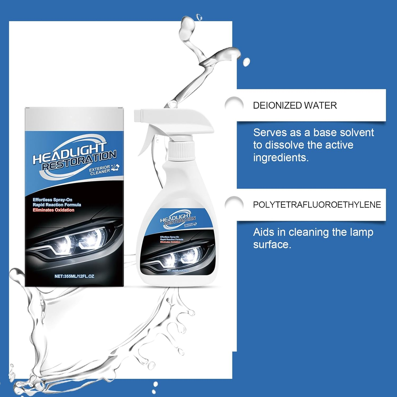 Riaisttd Headlight Restoration Kit - Headlight Lens Polish Repair Kit,Automotive Refurbishing Spray with Sponge and Towel for SUV Motorcycle Truck Detailing Projects Vehicle Maintenance image number 4