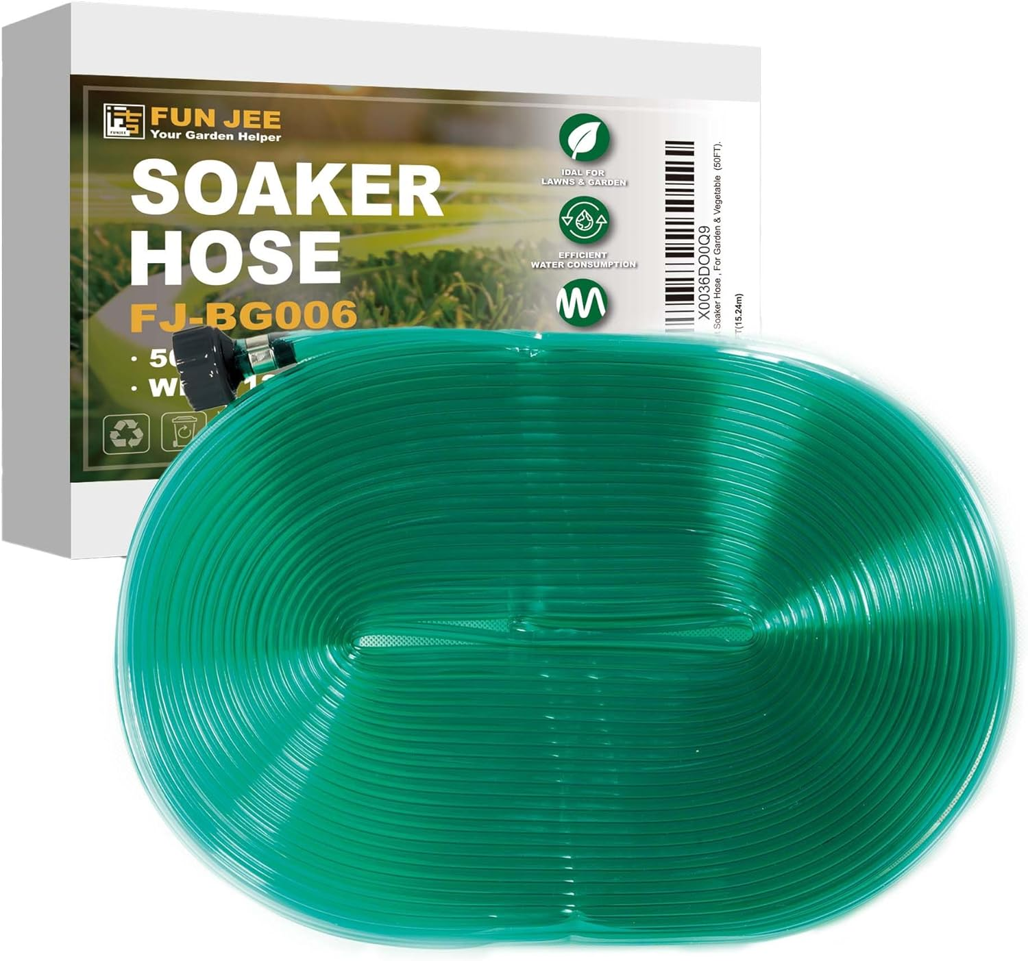 PVC Flat Sprinkler Hose: 1/2'' Soaker Hose - save 70% Water Drip Hoses for Irrigation Garden Lawn Vegetable and Yard (50FT, Green) image number 4