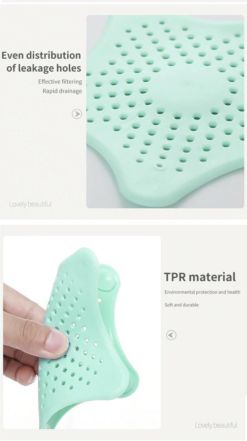 Bathroom Drain Hair Catcher Stopper Sink Strainer Filter Shower Covers Starfish Shower Drain Cover Kitchen Rubber Sink Filter Cover for Kitchen and Bathroom White
