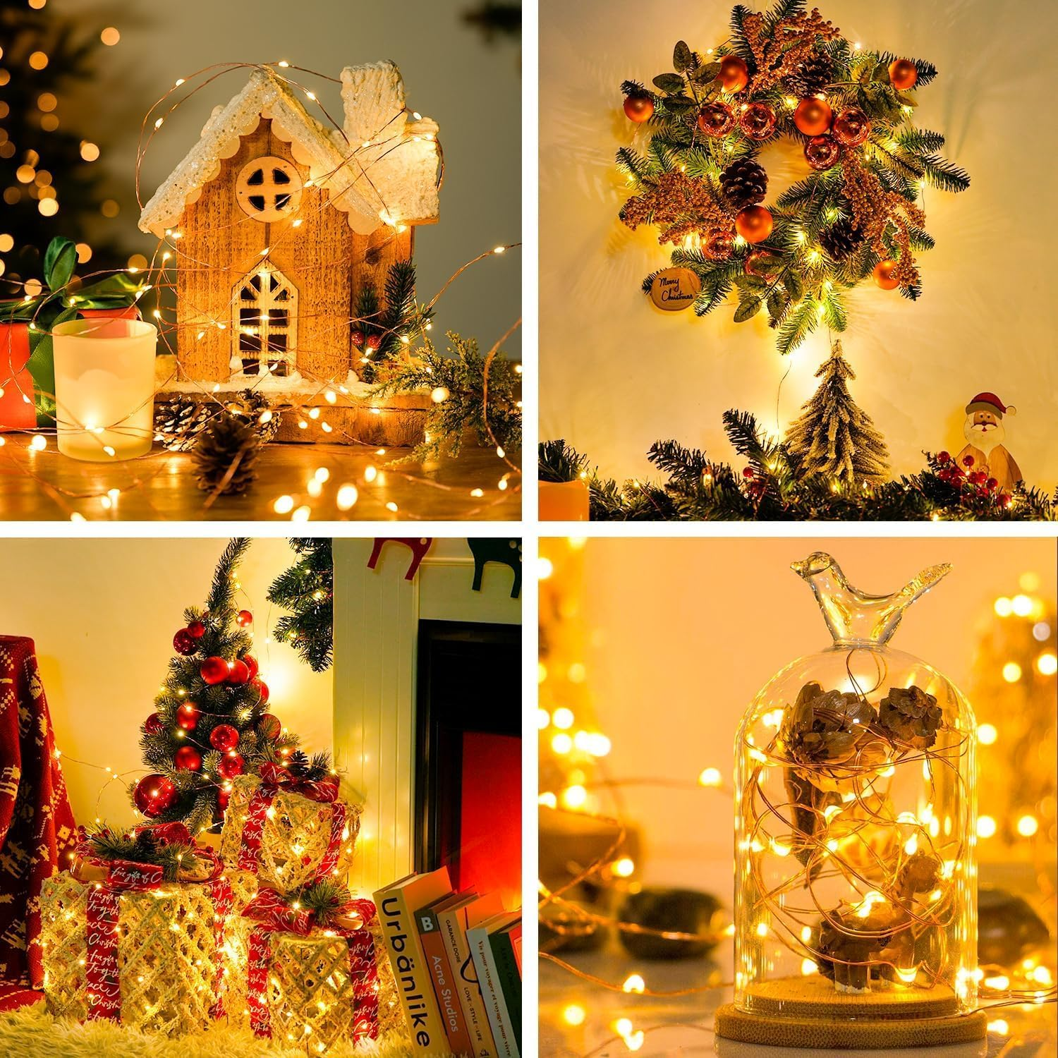 1Pack 10M 100LED Fairy Lights Battery Operated with Remote, String Lights Battery Powered Led Twinkle Fairy Lights, Firefly Starry String Lights DIY Party Wedding Christmas Decoration (Warm White) image number 2