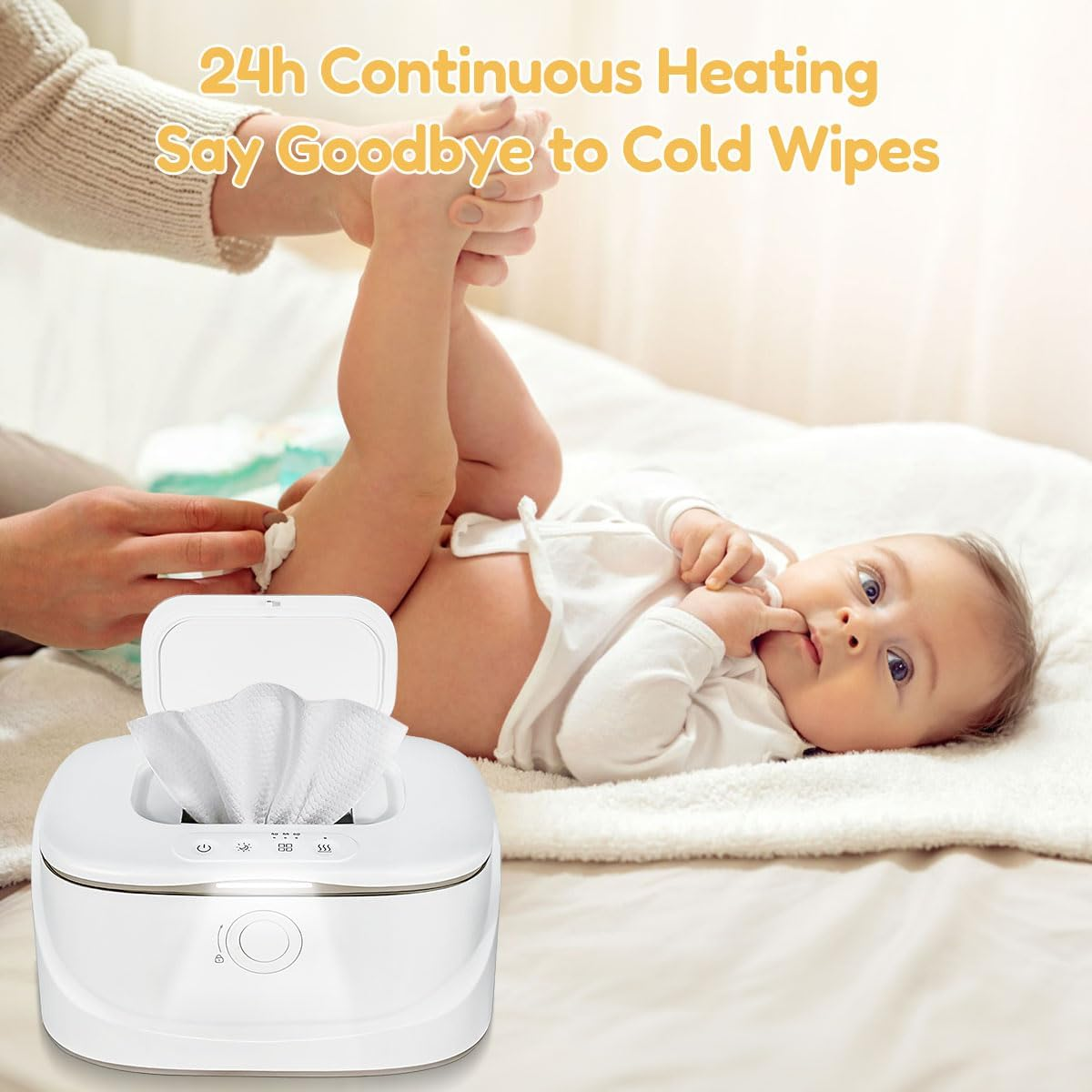 Baby Wipe Warmer with Pop-Up Holder,Easily Dispenses,Wipes Dispenser for Vehicle and Home Use,Has a Light Function for Those Late Night Diaper Changes,Newborn Essentials image number 3