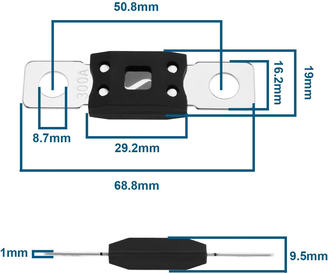 5Pcs 300A 58V Mega High Current Car Fuses Bolt-On Design Copper Alloy Car Safety for Cars Trucks Construction Vehicles Agricultural Machinery Buses and Caravans image number 5