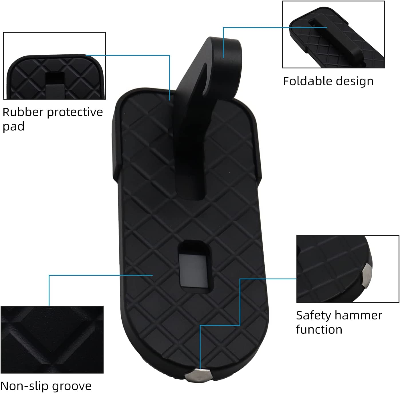 Car Doorstep Worthplanet Multifunction Ladder Foot Pegs Car Roof Rack Step Car Door Step Foot Pedal with Safety Hammer for Car Rooftop Roof-Rack Truck SUV Jeep RV Off-Road W120035 image number 3