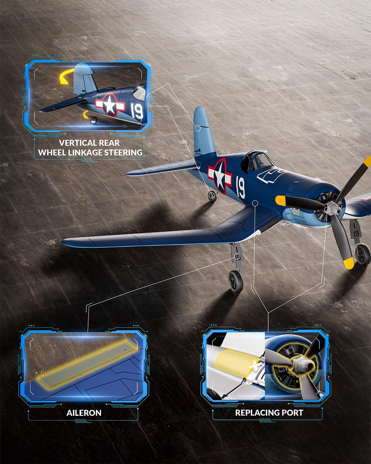4CH Brushless RC Airplane F4U 500Mm Wingspan Fixed Wing One-Button Aerobatics Equipped with 2 Batteries 20 Minutes Flight Time Suitable for Beginners Outdoor Practice(Rtf) image number 5