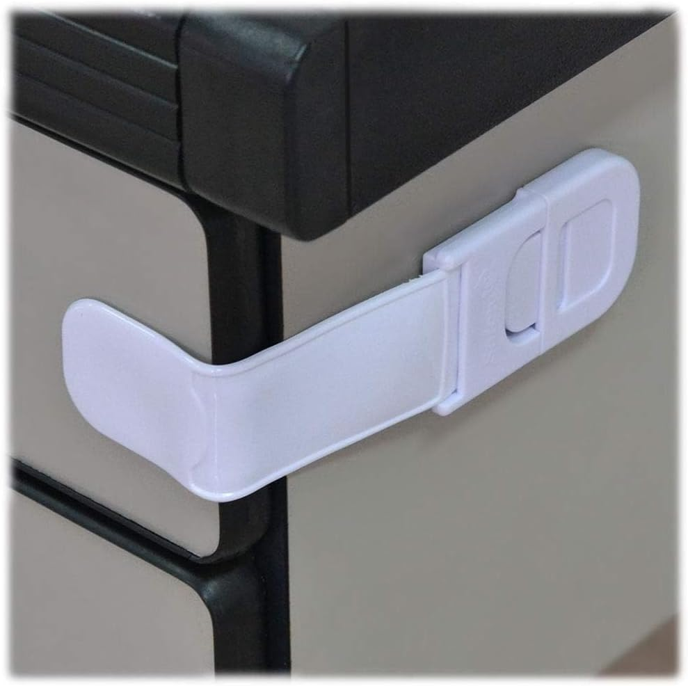 Mother'S Choice Multi-Purpose Child Safety Appliance Latch - 2 Pack, Easy Install, Secure Press & Pull Lock, Flexible Strap, Adhesive Backing, White image number 4