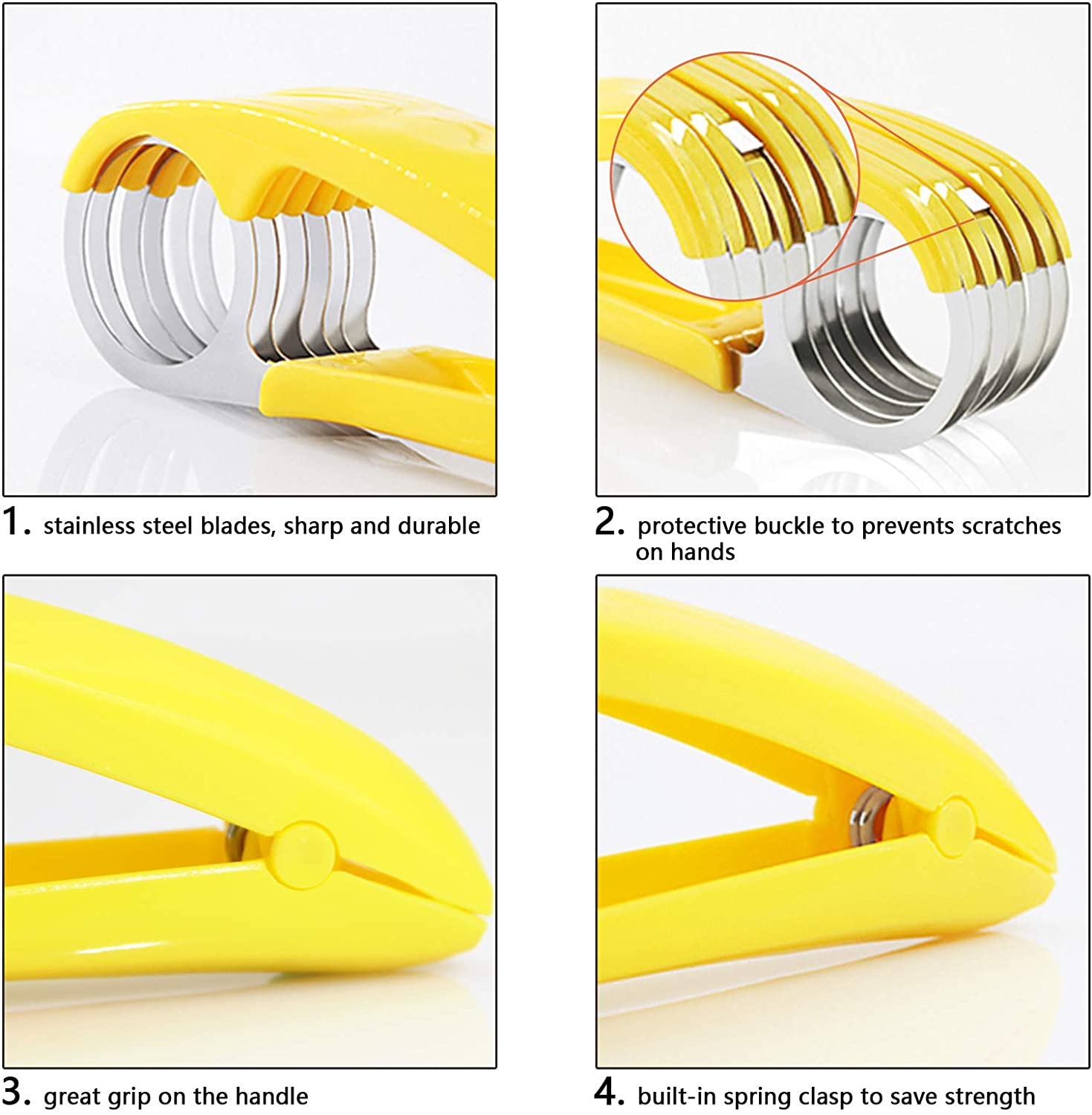 Firekylin Banana Slicer, Abs+Stainless Steel Fruit Vegetable Salad Peeler Kitchen Tool for Banana Strawberry Grape (Pack of 2) image number 3