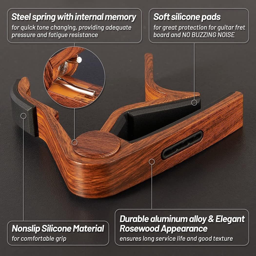 Guitar Capo, with Pick Holder Capo and Pick for Acoustic Electric Guitar,Ukulele image number 5