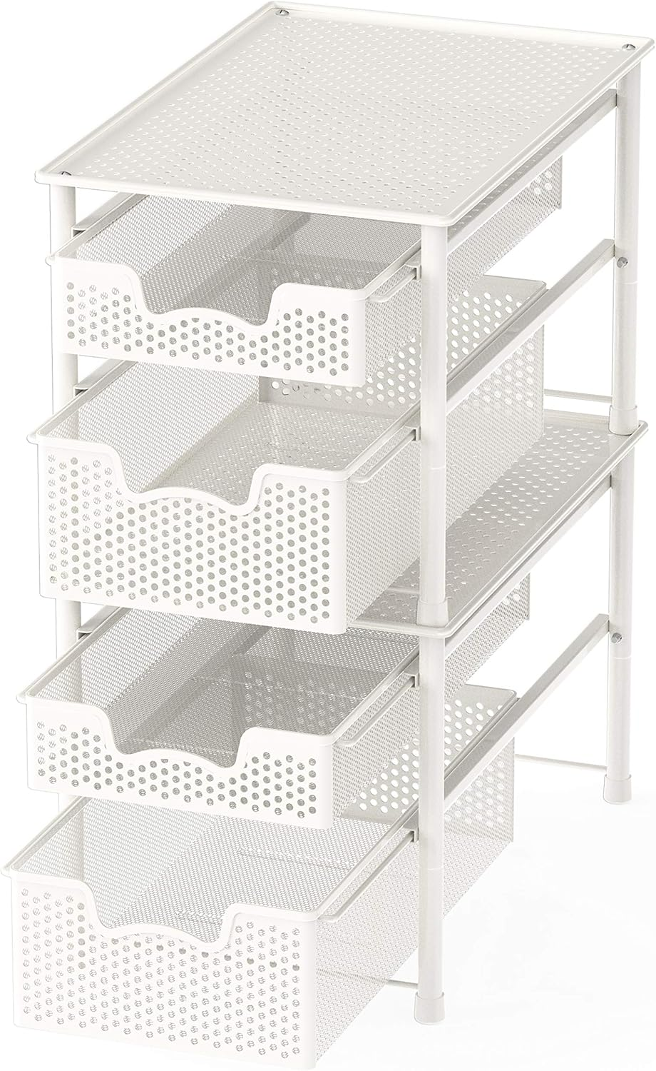 Simple Houseware Stackable 2 Tier Pull Out Drawer for Cabinets and under Sink Organiser, Mesh White image number 4