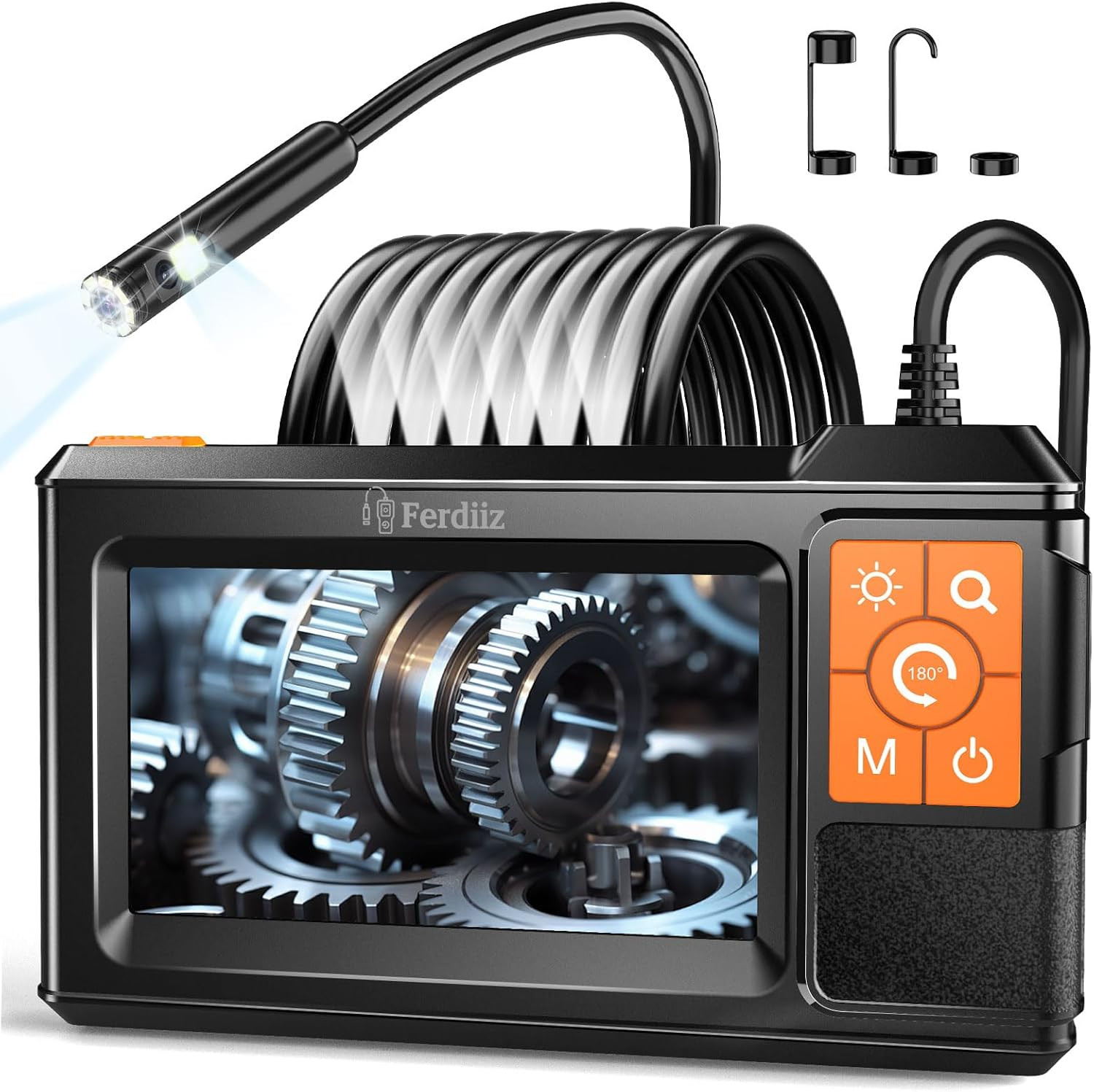 Borescope Camera with Illuminator, 1080P HD Dual Lens Endoscope Inspection Camera, 4.3" IPS Screen Industrial Borescope, IP67 Pipe Endoscope, 8+1 LED, Plumbing Inspection Gadgets for Men-5M