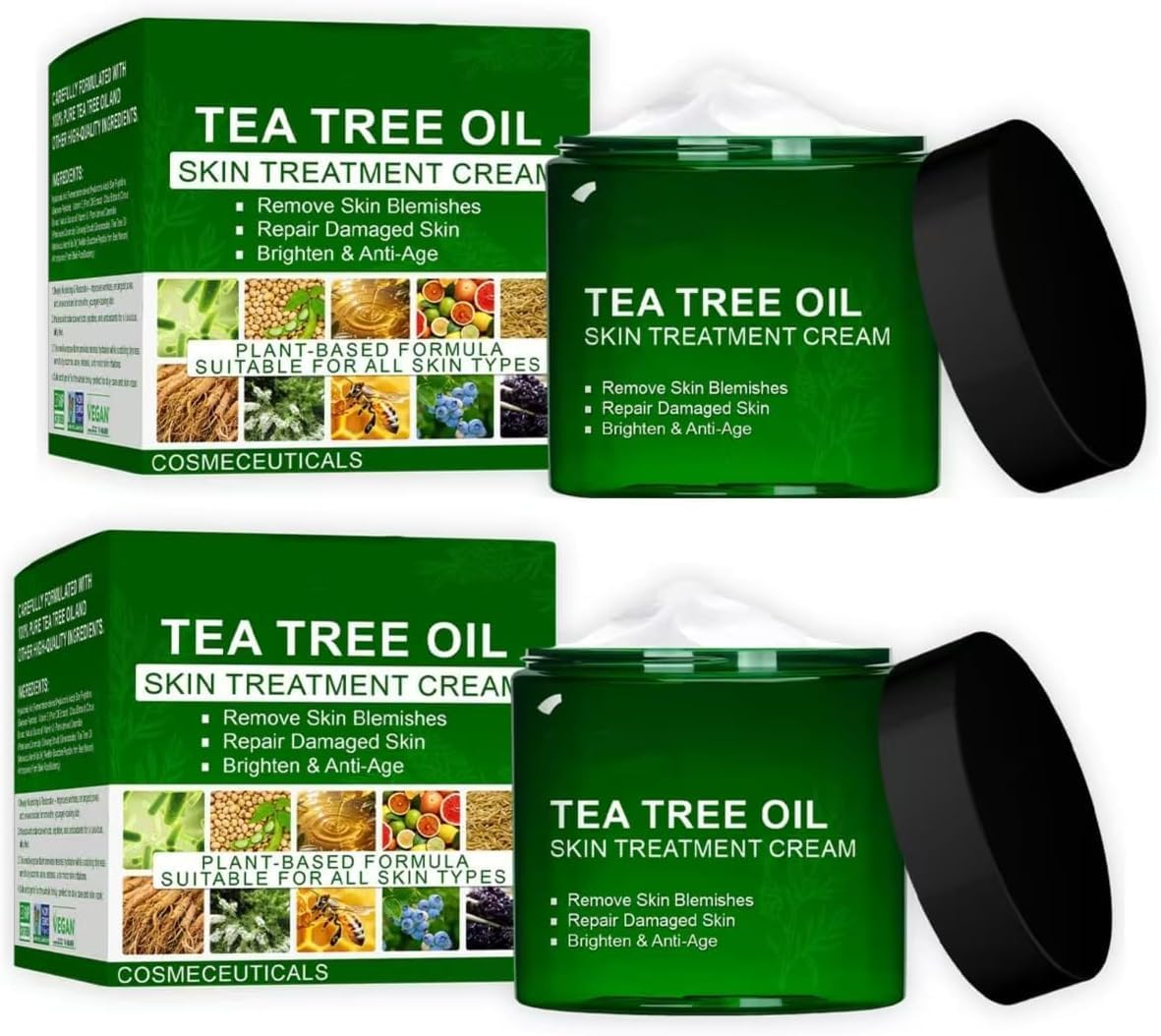 Organic Tea Tree Oil Cream,Non Greasy Gentle Moisturizing Gel,Natural Cosmetics for Blemished Skin,Professional Tea Tree Skin Repair Cream
